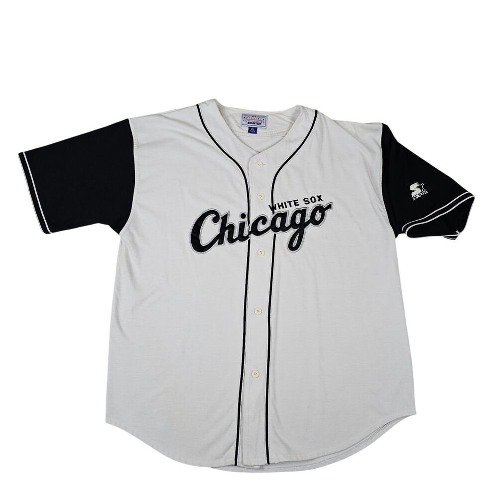 Vintage Chicago White Sox Starter Jersey XL Blocked Sleeve Script MLB Korea 90's